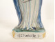 Earthenware statuette of Saint Cecilia, lyre, palm, martyr, Rennes, Binet, late 19th century