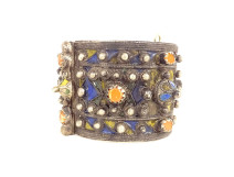Silver hinged bracelet with enamels Algeria Kabyle Maghreb Berber late 19th century