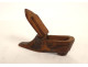 Snuffbox shoe carved wood marquetry brass nails Folk Art 19th