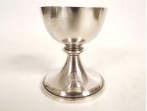 Travel chalice silver plated metal goldsmith Henri Nesme Lyon cross early 20th century
