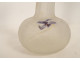 Legras Montjoye frosted enamelled glass soliflore vase with violets, Art Nouveau, 19th century