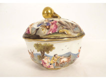 Capodimonte porcelain sugar bowl mythology Venus Bacchus Ovid 19th century