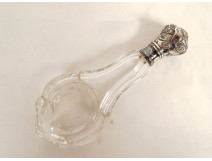 Salt bottle cut crystal solid silver flowers 19th century
