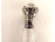 Salt bottle cut crystal solid silver flowers 19th century