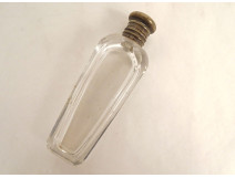 Salt bottle cut crystal solid silver flowers 19th century