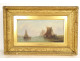 Pair of oil paintings on canvas, marine art by William Calcott Knell, fishing boats, landscape, 19th century