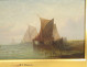 Pair of oil paintings on canvas, marine art by William Calcott Knell, fishing boats, landscape, 19th century