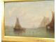Pair of oil paintings on canvas, marine art by William Calcott Knell, fishing boats, landscape, 19th century