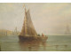 Pair of oil paintings on canvas, marine art by William Calcott Knell, fishing boats, landscape, 19th century