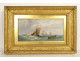 Pair of oil paintings on canvas, marine art by William Calcott Knell, fishing boats, landscape, 19th century