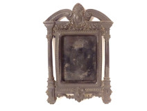 Ebonite photo frame with columns, capitals, palmette, and flowers, Napoleon III, 19th century