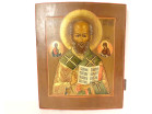 Icône orthodoxe russe HSP portrait Saint Nicolas évêque Myre Thaumaturge XIXè