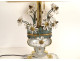 Crystal glass lamp, painted metal vase, flowers, Banci Florence, Maison Baguès, 20th century