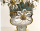 Crystal glass lamp, painted metal vase, flowers, Banci Florence, Maison Baguès, 20th century