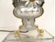 Crystal glass lamp, painted metal vase, flowers, Banci Florence, Maison Baguès, 20th century