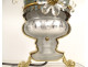 Crystal glass lamp, painted metal vase, flowers, Banci Florence, Maison Baguès, 20th century