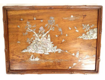 Pair of decorative wooden panels with mother-of-pearl inlays, Vietnam/Indochina, 19th century