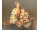 Small oil painting on panel, Virgin and Child with Rosary, after Murillo, 19th century