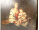 Small oil painting on panel, Virgin and Child with Rosary, after Murillo, 19th century