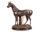 19th century terracotta sculpture of a thoroughbred racing horse, animal stallion