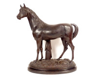19th century terracotta sculpture of a thoroughbred racing horse, animal stallion