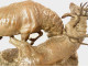 Large bronze sculpture by Ernest Dagonet, depicting deer fighting, 19th century animal sculptor