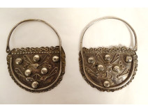 Pair of silver earrings from Tunis, Tunisia, Berber, Maghreb, 19th century jewelry