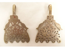 Pair of silver earrings from Tunis, Tunisia, Berber, Maghreb, 19th century jewelry