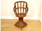 Chaise harpiste chef d'œuvre compagnon noyer sculpté Art Nouveau XIXème