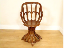 Harpist&#39;s chair, masterpiece, carved walnut, Art Nouveau, 19th century