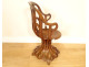 Harpist&#39;s chair, masterpiece, carved walnut, Art Nouveau, 19th century