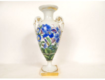 Meissen German porcelain amphora vase with iris, cornflower, and bindweed flowers, 19th century