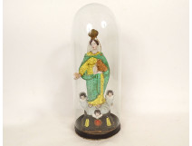 Virgin of Marseille, Santibelli terracotta, Infant Jesus, cherubs, globe, 19th century