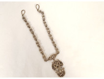 Saint-Esprit pendant necklace, Norman sterling silver, with rhinestone and dove design, 19th century