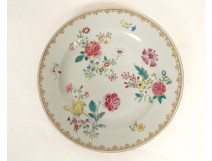 Porcelain plate, East India Company, Famille Rose, Qianlong flowers, 18th century