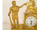 Small Empire desk clock depicting Hercules, Heracles, and the Nemean lion, gilt bronze, 19th century