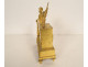Small Empire desk clock depicting Hercules, Heracles, and the Nemean lion, gilt bronze, 19th century