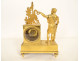Small Empire desk clock depicting Hercules, Heracles, and the Nemean lion, gilt bronze, 19th century