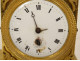 Small Empire desk clock depicting Hercules, Heracles, and the Nemean lion, gilt bronze, 19th century
