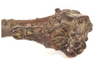 Antique carved wooden walking stick with lion head figure, Folk Art, 19th century