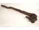 Antique carved wooden walking stick with lion head figure, Folk Art, 19th century