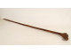Antique carved wooden walking stick with lion head figure, Folk Art, 19th century