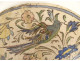 Iznik ceramic tile, Qajar Kadjar, Persian Ottoman style, bird motif, 19th century