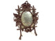 Carved wooden mirror, Black Forest, bindweed flowers, 19th century