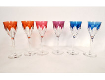 6 Baccarat Genova Saint-Louis Bristol crystal Rhine wine glasses, 20th century