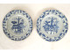Two white and blue Kangxi porcelain plates from the East India Company, 18th century