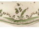 Oval earthenware dish from Moustiers with a figure, flowers, and foliage, 18th century