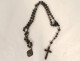 19th century agate moss rosary, metal cross, crucifix, chalice