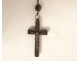 19th century agate moss rosary, metal cross, crucifix, chalice