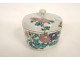 Small Chinese porcelain covered sugar bowl/pot with peony flowers, 20th century
